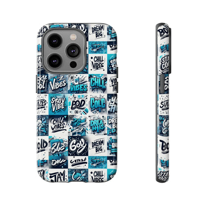 Vibrant 3D Wrap Phone Case in Blue with Playful Retro Design for Stylish Protection Compatible with iPhone 13, 14, 15 & 16 – all models including Pro, Pro Max & Plus