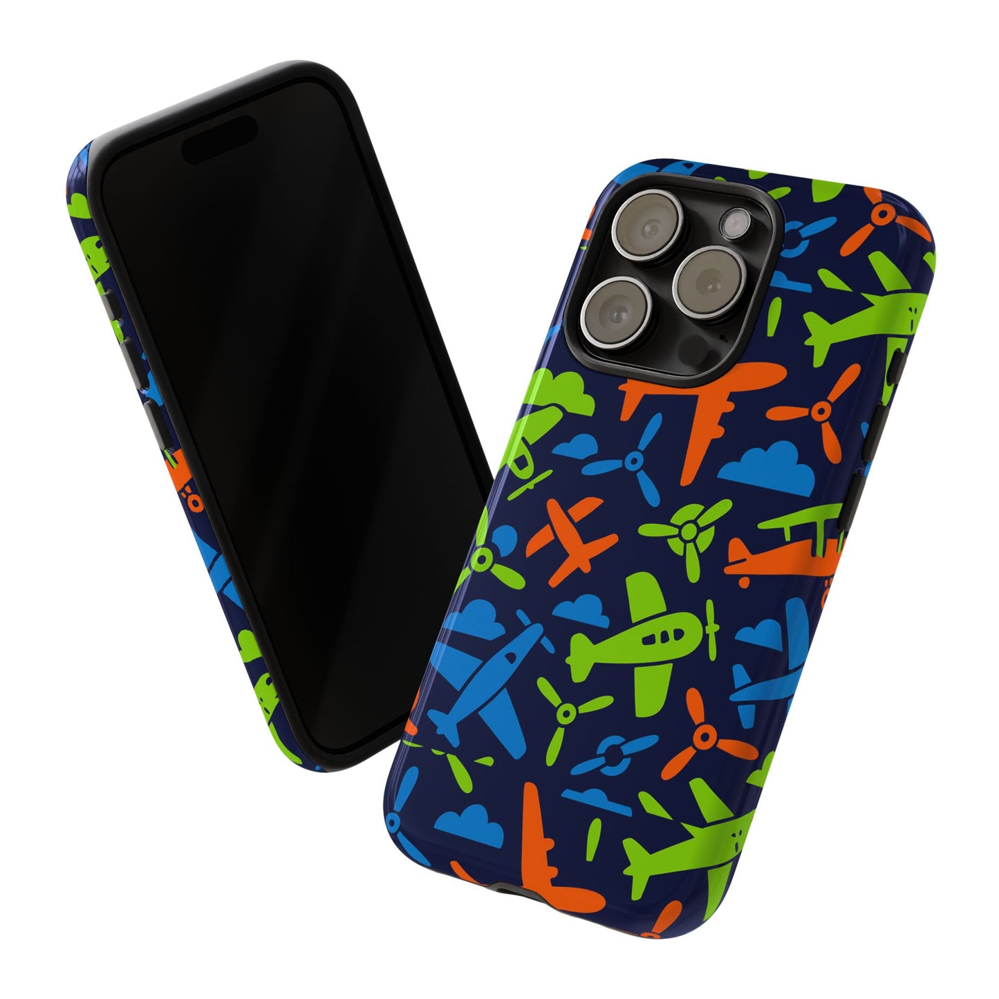 vibrant airplane pattern protective phone case for colourful accessory durable design compatible with iphone 13, 14, 15 & 16 – all models including pro, pro max & plus