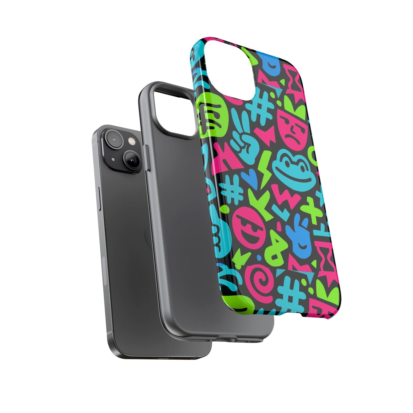 vibrant emoji pattern protective phone case colourful 3d design stylish protection for unisex smartphones compatible with iphone 13, 14, 15 & 16 – all models including pro, pro max & plus