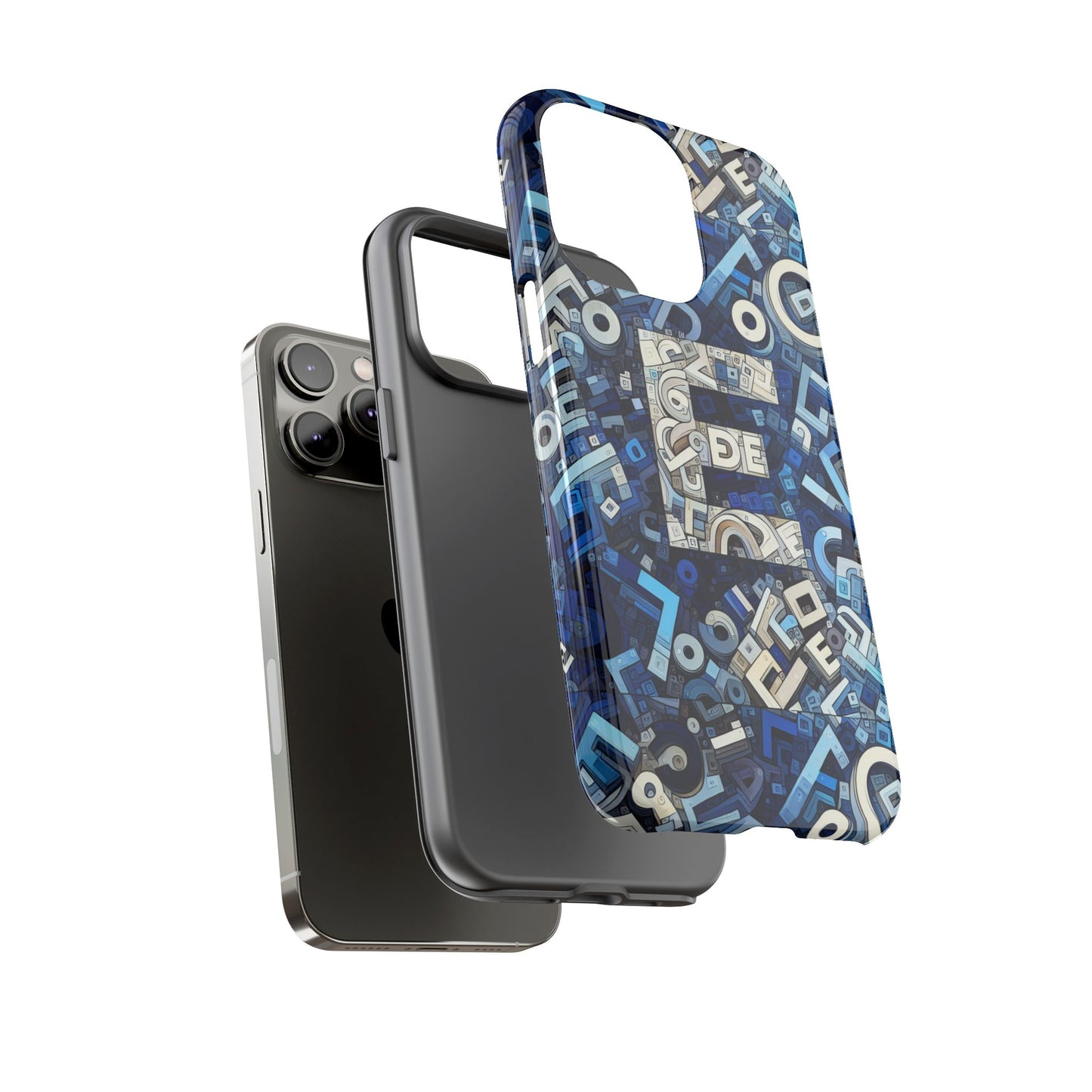 blue alphabet e phone case with 3d wrap design for stylish protection and personalised tech accessory for men and women