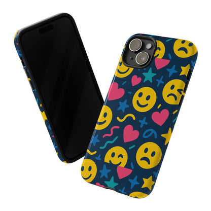 Vibrant Multicolour Emoji Phone Case with 3D Wrap Design for Playful Protection Compatible with iPhone 13, 14, 15 & 16 – all models including Pro, Pro Max & Plus