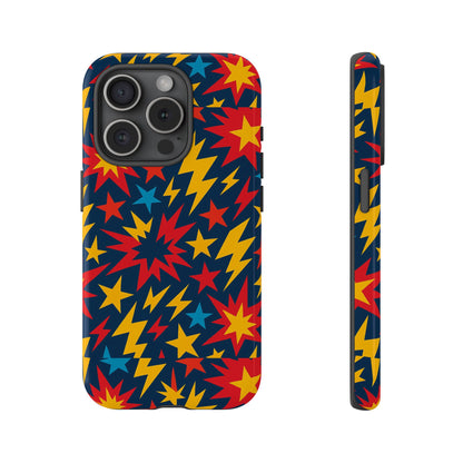 Vibrant 3D Superhero Phone Case with Colourful Lightning Design for Men and Women, Stylish Protection Compatible with iPhone 13, 14, 15 & 16 – all models including Pro, Pro Max & Plus