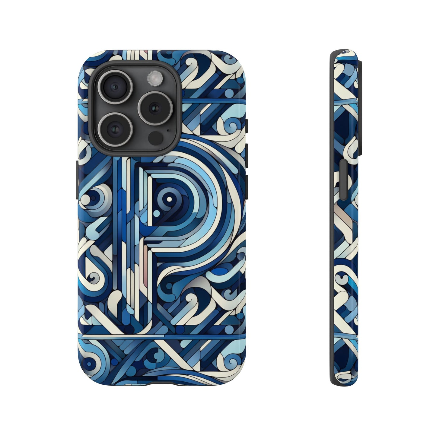 blue alphabet p phone case with 3d wrap design for kids and teens durable shockproof protective cover for smartphones