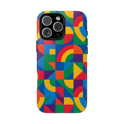 Vibrant 3D Geometric Phone Case with Bold Design Stylish Protection Accessory Compatible with iPhone 13, 14, 15 & 16 – all models including Pro, Pro Max & Plus