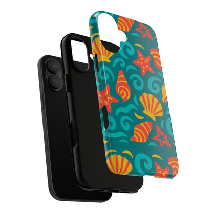 Vibrant Coastal Shell Pattern Protective Phone Case for Stylish Self-Expression Compatible with iPhone 13, 14, 15 & 16 – all models including Pro, Pro Max & Plus
