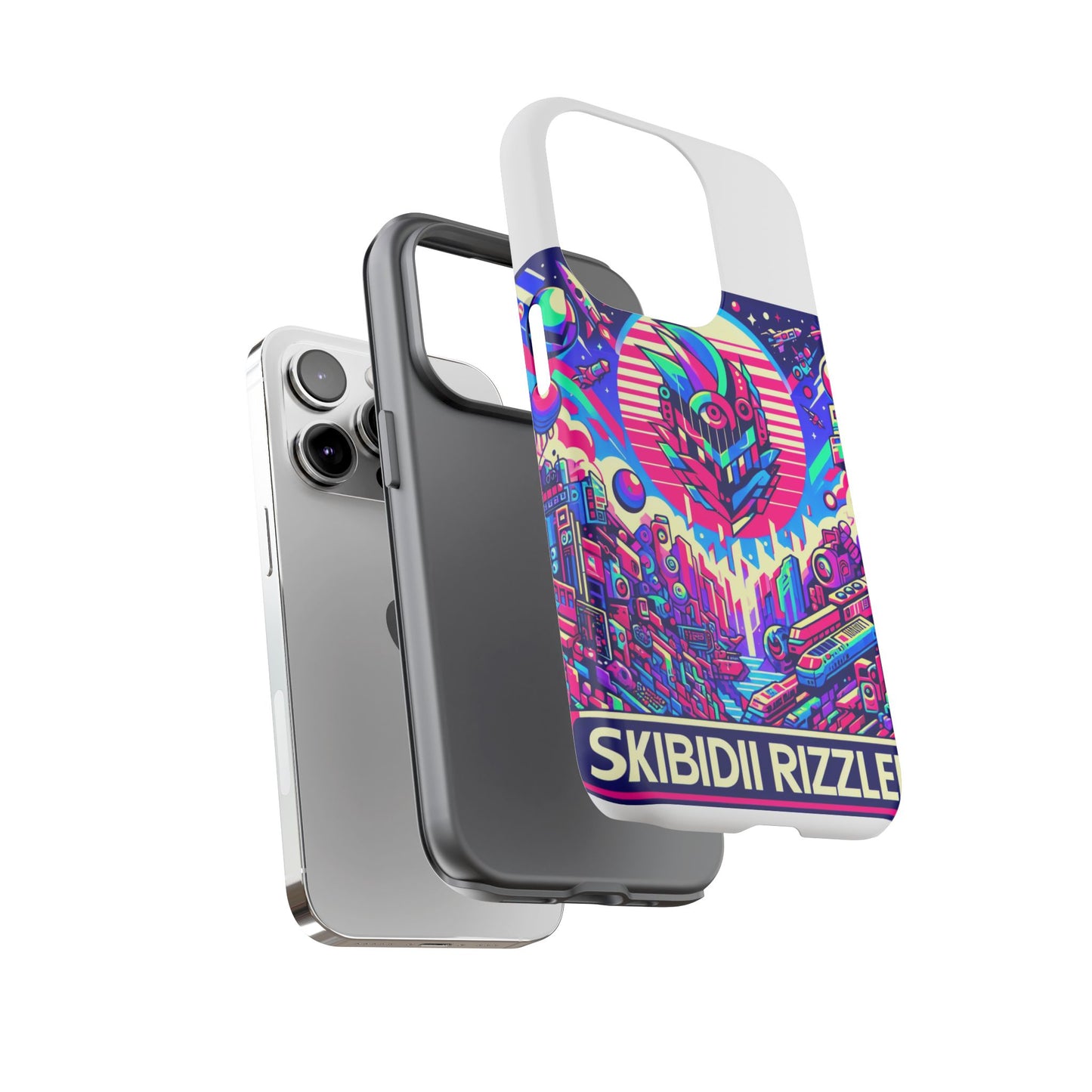 skibidi rizzler protective phone case with 3d wrap design, shock absorbing tpu silicone, uv protected, ideal gift for anime and comic culture fans