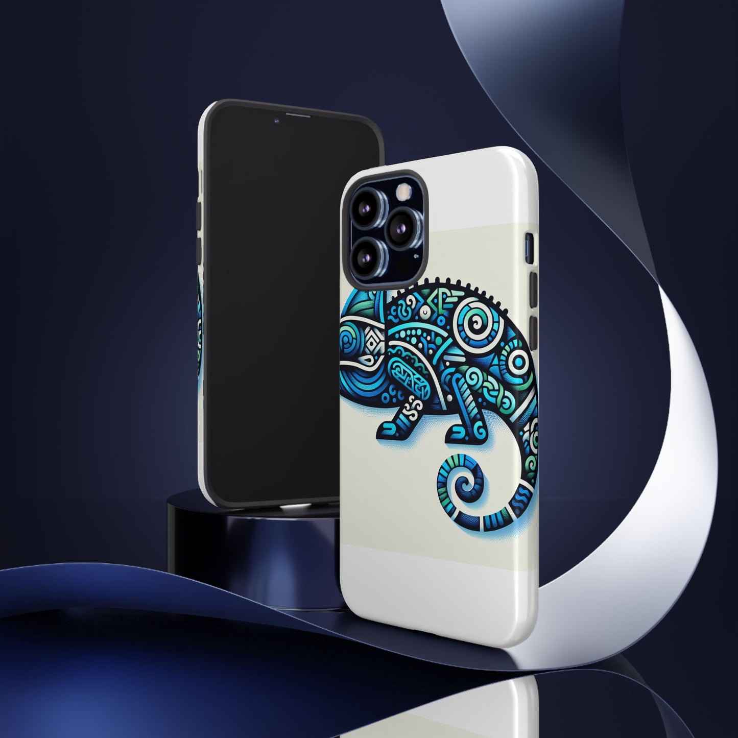 vibrant 3d chameleon phone case with blue design for stylish protection compatible with iphone 13, 14, 15 & 16 – all models including pro, pro max & plus