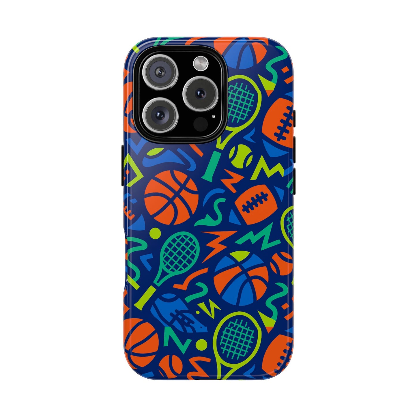 vibrant 3d sports pattern protective phone case for unisex – colourful accessory for stylish protection compatible with iphone 13, 14, 15 & 16 – all models including pro, pro max & plus