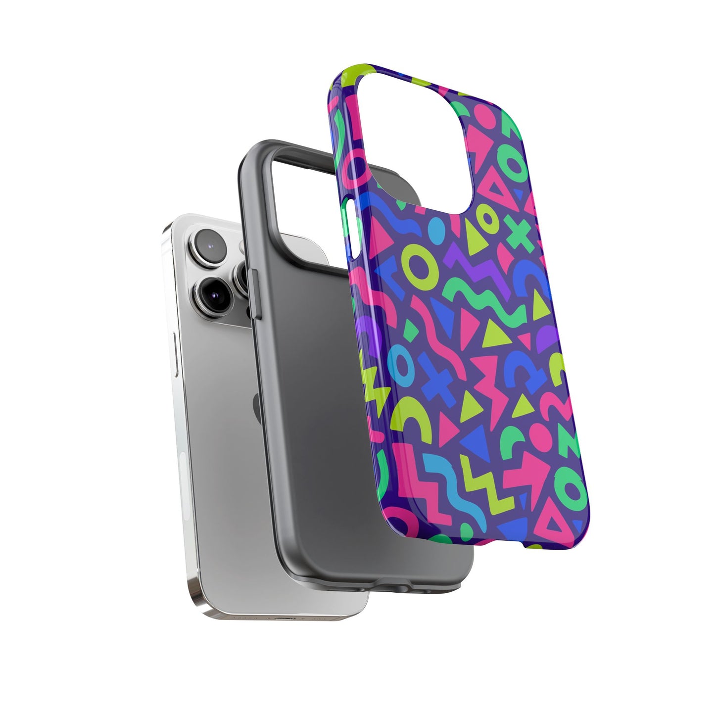 vibrant geometric 3d wrap protective phone case for men and women stylish accessory compatible with iphone 13, 14, 15 & 16 – all models including pro, pro max & plus