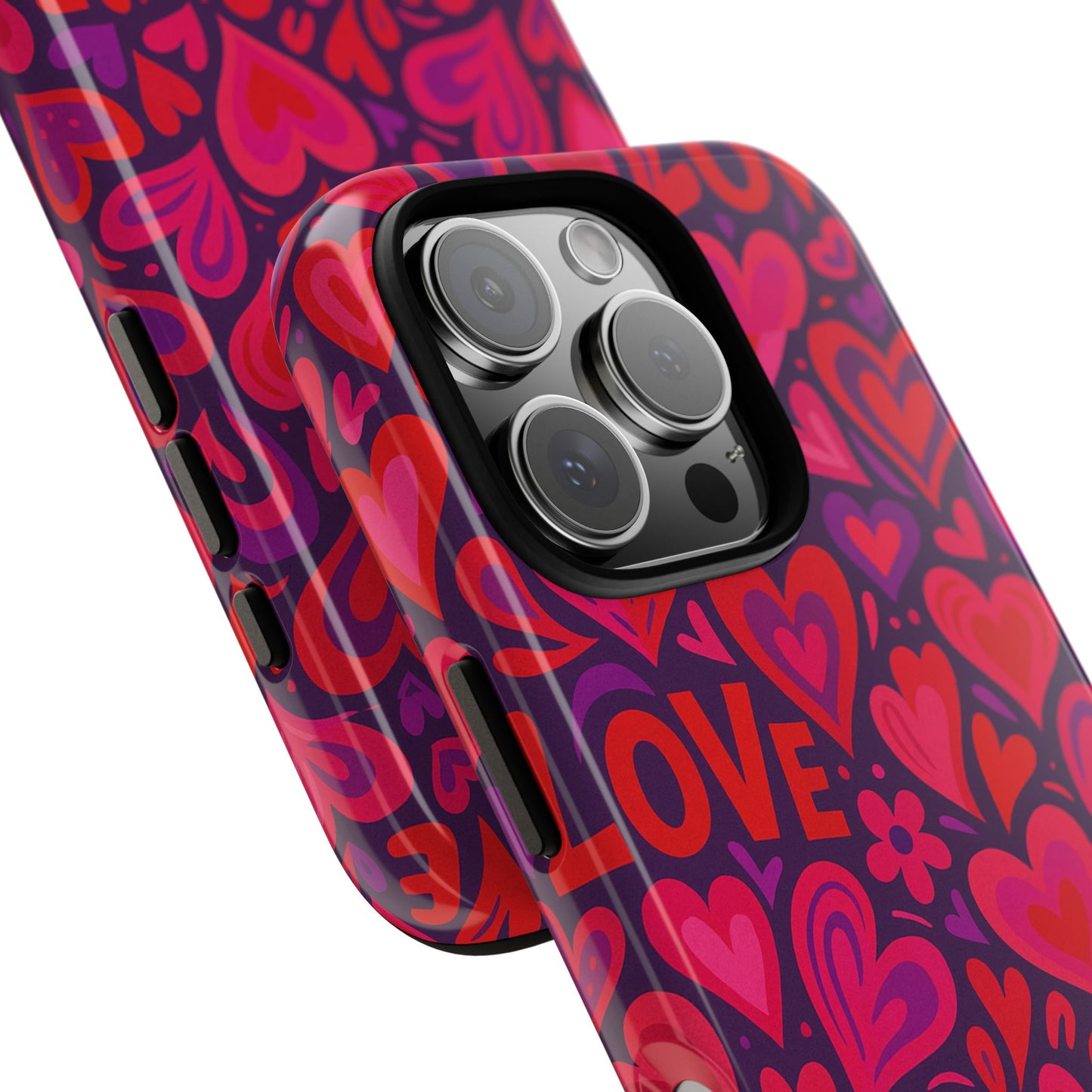 multicolour 3d heart pattern protective phone case for smartphones – vibrant design for stylish protection, compatible with iphone 13, 14, 15 & 16 – all models including pro, pro max & plus