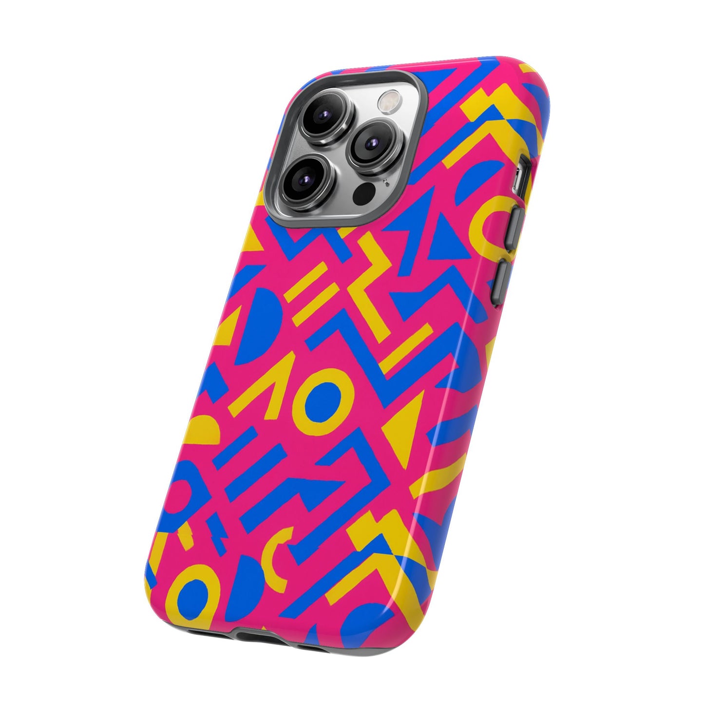vibrant geometric 3d wrap protective phone case with multicolour design for unique style compatible with iphone 13, 14, 15 & 16 – all models including pro, pro max & plus