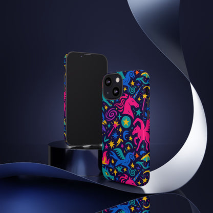 Vibrant Fantasy Unicorns Protective Phone Case – Colourful 3D Design for Stylish Protection – Compatible with iPhone 13, 14, 15 & 16 – All Models Including Pro, Pro Max & Plus