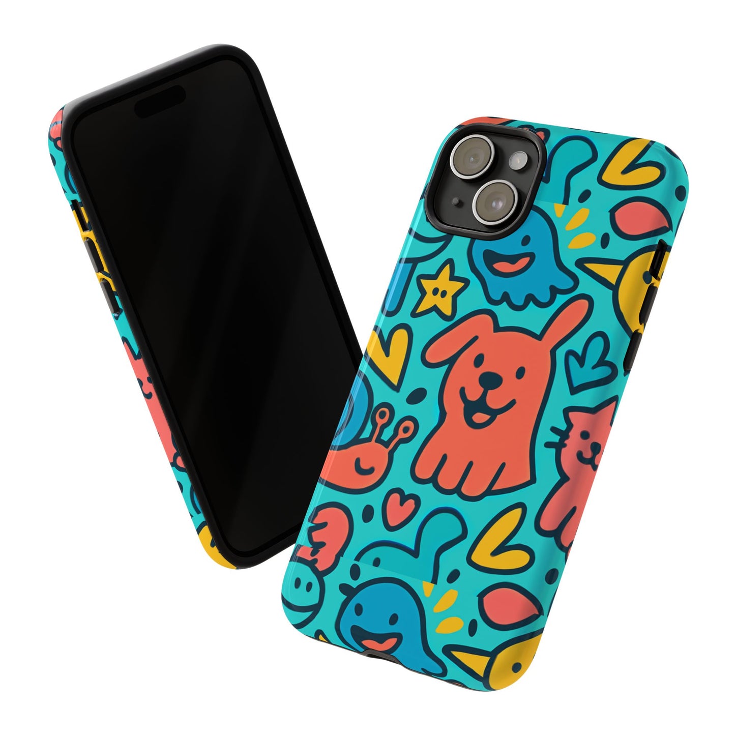 vibrant colourful protective phone case with fun animal cartoon design – stylish protection for kids and adults compatible with iphone 13, 14, 15 & 16 – all models including pro, pro max & plus