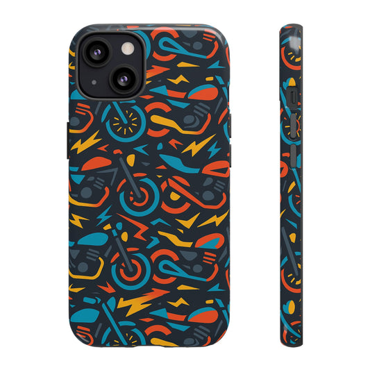 Multicolour 3D Wrap Phone Case with Fun Motorcycle Design, Stylish Protective Accessory for Men and Women, Compatible with iPhone 13, 14, 15 & 16 – all models including Pro, Pro Max & Plus