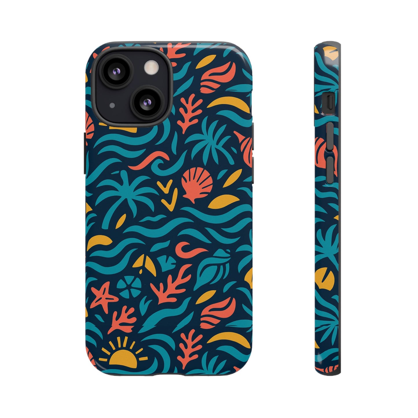 vibrant tropical pattern phone case with 3d design for stylish protection compatible with iphone 13, 14, 15 & 16 – all models including pro, pro max & plus