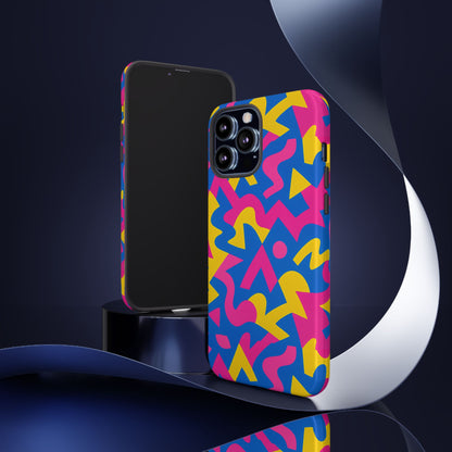 Vibrant Y2K Geometric Protective Phone Case with 3D Wrap Design for Unique Style Compatible with iPhone 13, 14, 15 & 16 – all models including Pro, Pro Max & Plus