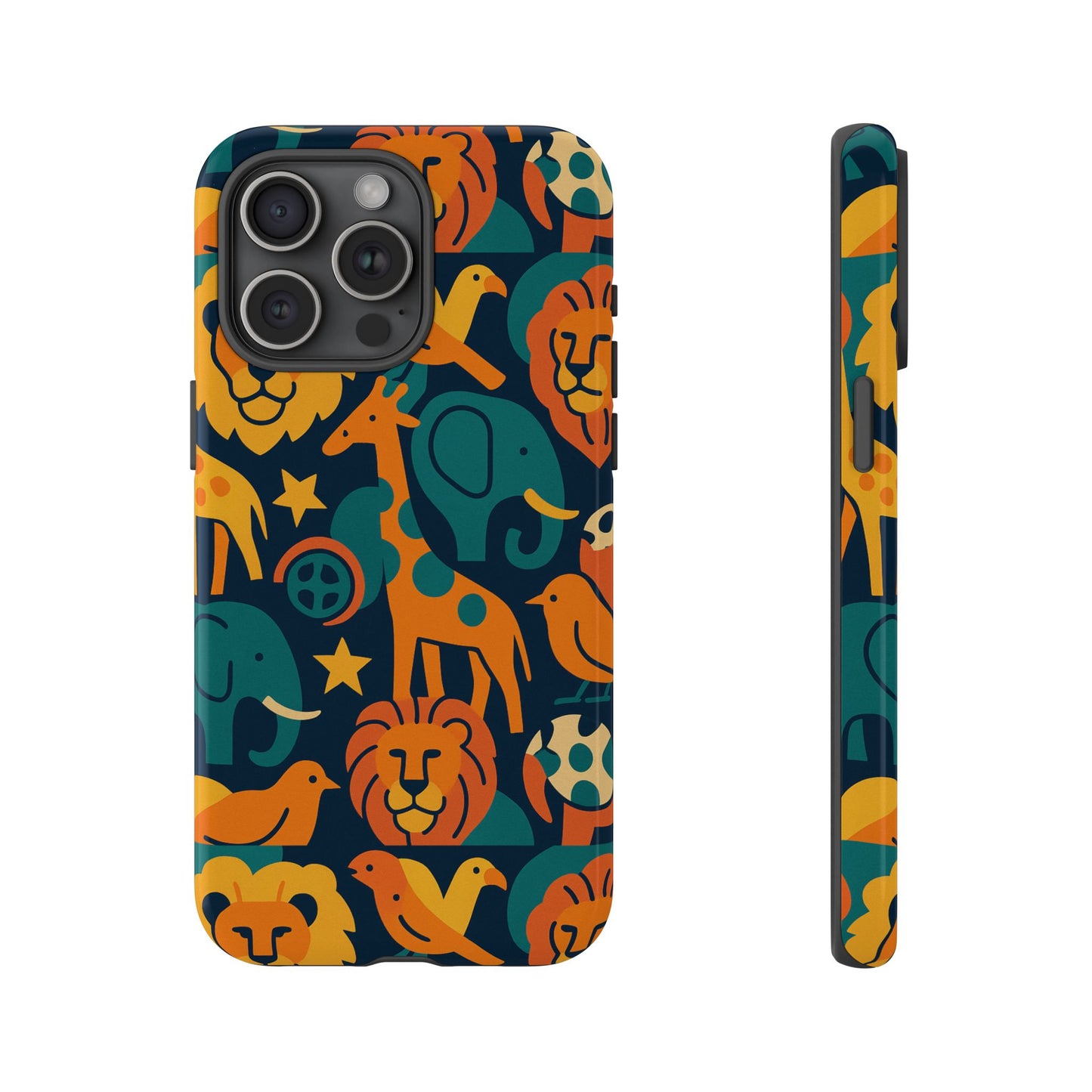 vibrant animal print protective phone case in multicolour – playful design for stylish protection – compatible with iphone 13, 14, 15 & 16 – all models including pro, pro max & plus