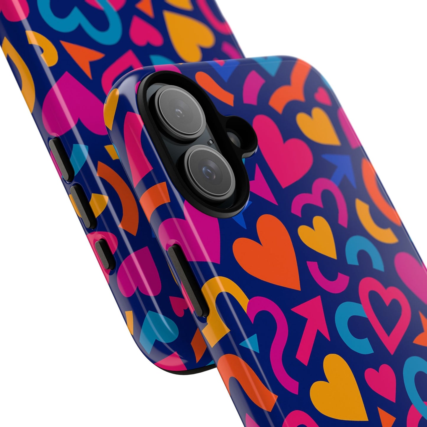 vibrant multicolour heart pattern protective phone case with 3d wrap design for stylish smartphone accessories compatible with iphone 13, 14, 15 & 16 – all models including pro, pro max & plus