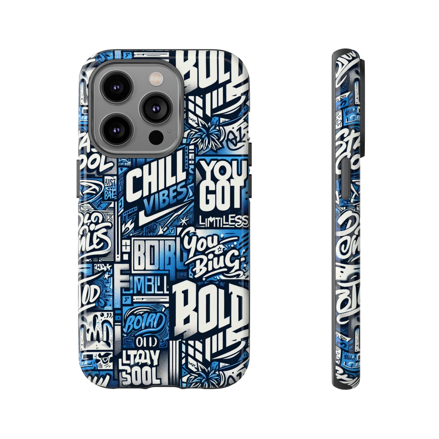 vibrant 3d typography phone case in blue – stylish protection for trendy individuals – compatible with iphone 13, 14, 15 & 16 – all models including pro, pro max & plus