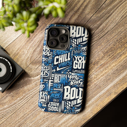 Vibrant 3D Typography Phone Case in Blue – Stylish Protection for Trendy Individuals – Compatible with iPhone 13, 14, 15 & 16 – all models including Pro, Pro Max & Plus