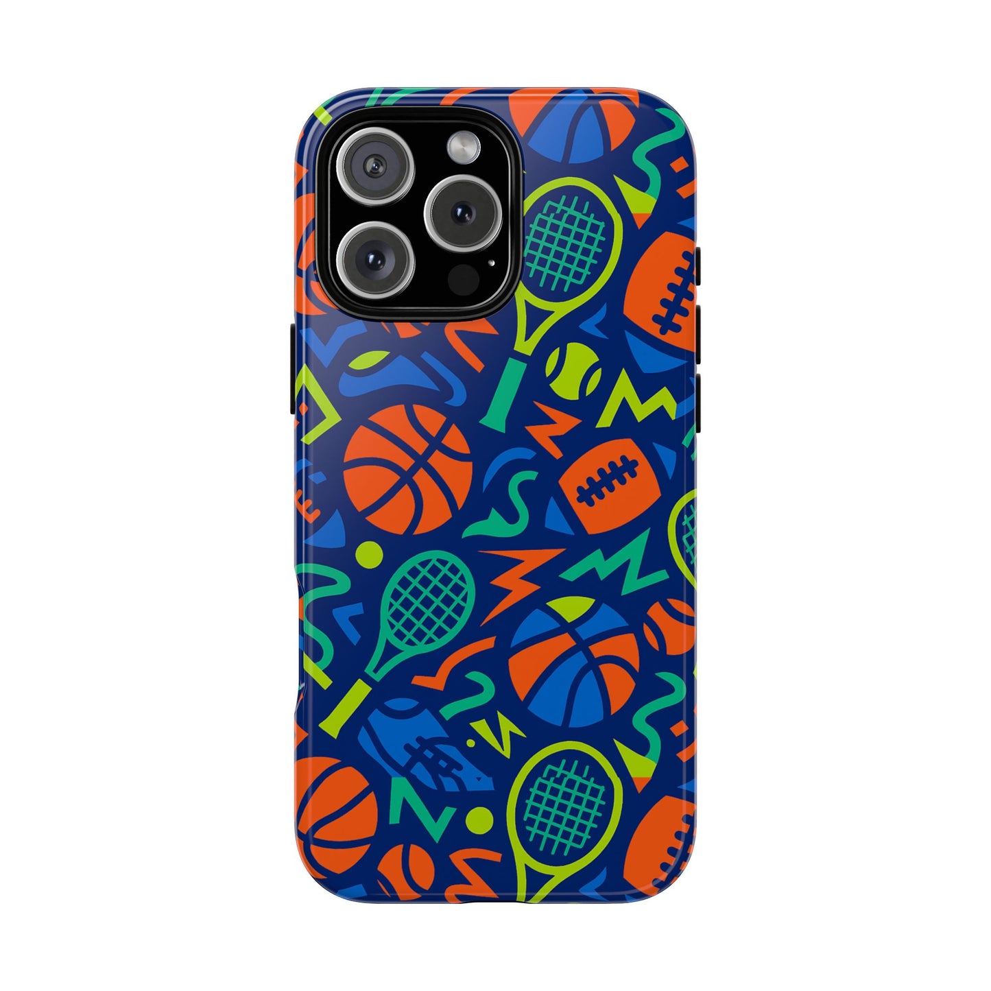 vibrant 3d sports pattern protective phone case for unisex – colourful accessory for stylish protection compatible with iphone 13, 14, 15 & 16 – all models including pro, pro max & plus