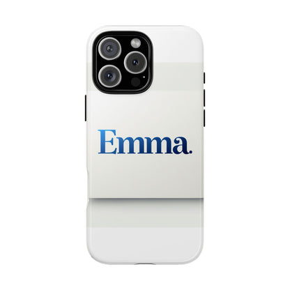 Elegant Personalised Protective Phone Case in White with Blue Typography for Stylish Individuals Compatible with iPhone 13, 14, 15 & 16 – All Models Including Pro, Pro Max & Plus