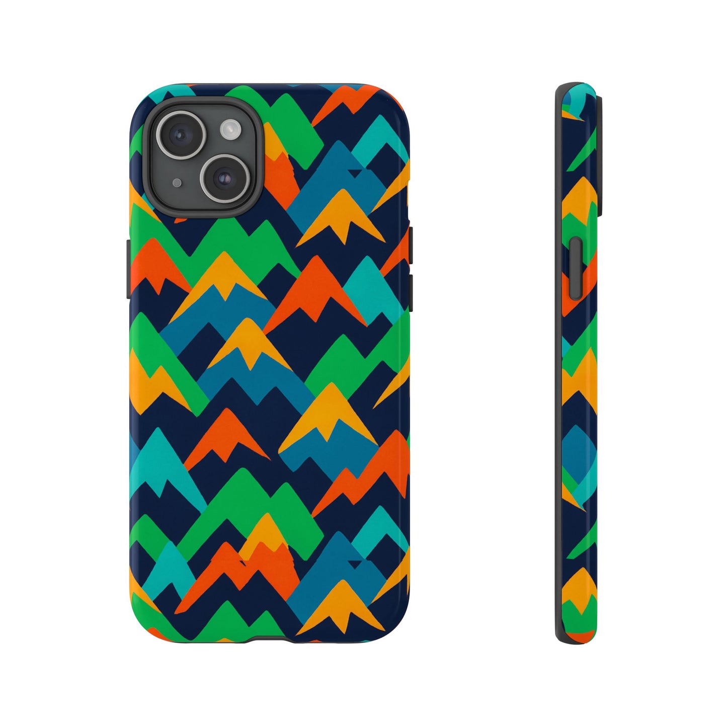 vibrant mountain design protective phone case with colourful abstract pattern for stylish protection compatible with iphone 13, 14, 15 & 16 – all models including pro, pro max & plus