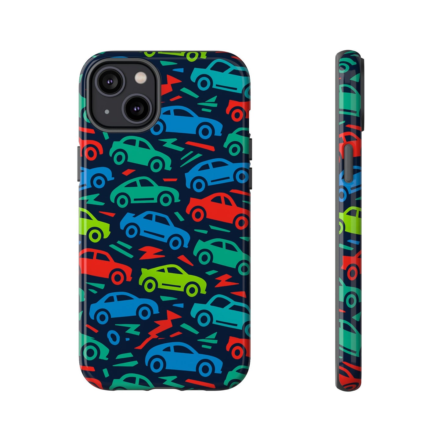 vibrant retro automotive design protective phone case for kids and adults – colourful 3d wrap style – stylish protection compatible with iphone 13, 14, 15 & 16 – all models including pro, pro max & plus