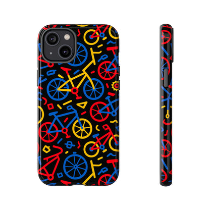 Multicolour 3D Bicycle Phone Case with Retro Design for Stylish Protection Compatible with iPhone 13, 14, 15 & 16 – all models including Pro, Pro Max & Plus
