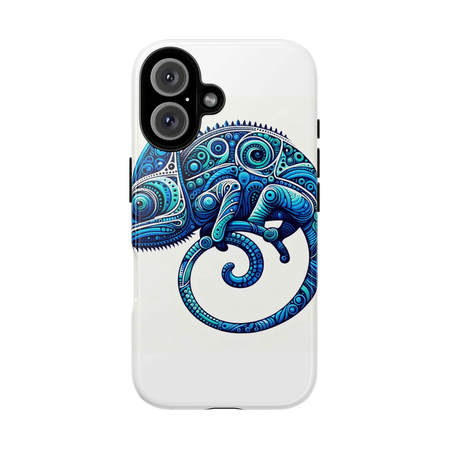 vibrant 3d wrap protective phone case with blue chameleon design, creative accessory for unique style, compatible with iphone 13, 14, 15 & 16 – all models including pro, pro max & plus