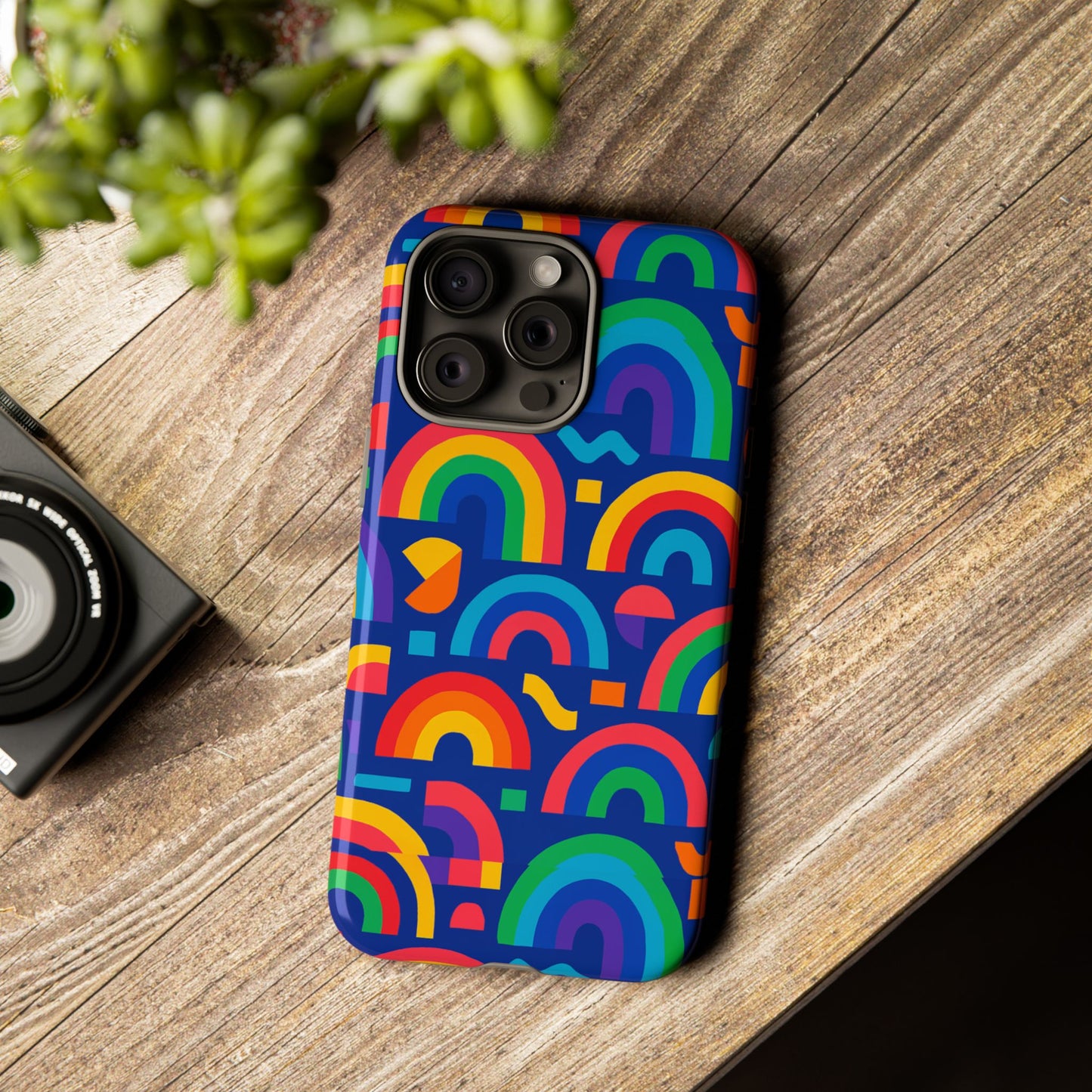 vibrant rainbow geometric 3d wrap protective phone case for stylish accessories compatible with iphone 13, 14, 15 & 16 – all models including pro, pro max & plus