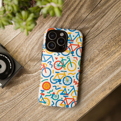 Vibrant 3D Bicycle Print Protective Phone Case – Colourful Unisex Accessory for Style and Fun – Compatible with iPhone 13, 14, 15 & 16 – All Models Including Pro, Pro Max & Plus
