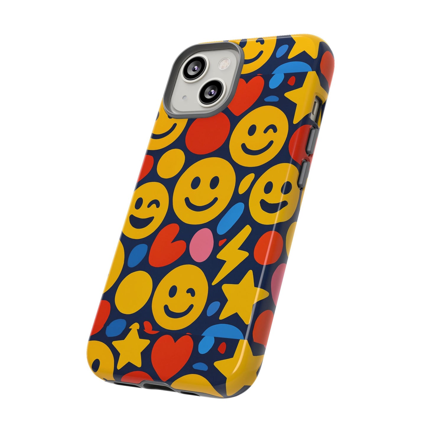 multicolour 3d emoji phone case for stylish protection – fun and playful design for kids and young adults compatible with iphone 13, 14, 15 & 16 – all models including pro, pro max & plus