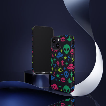Vibrant Alien Pattern Protective Phone Case with 3D Wrap Design for Unique Expression – Stylish Protection Compatible with iPhone 13, 14, 15 & 16 – All Models Including Pro, Pro Max & Plus