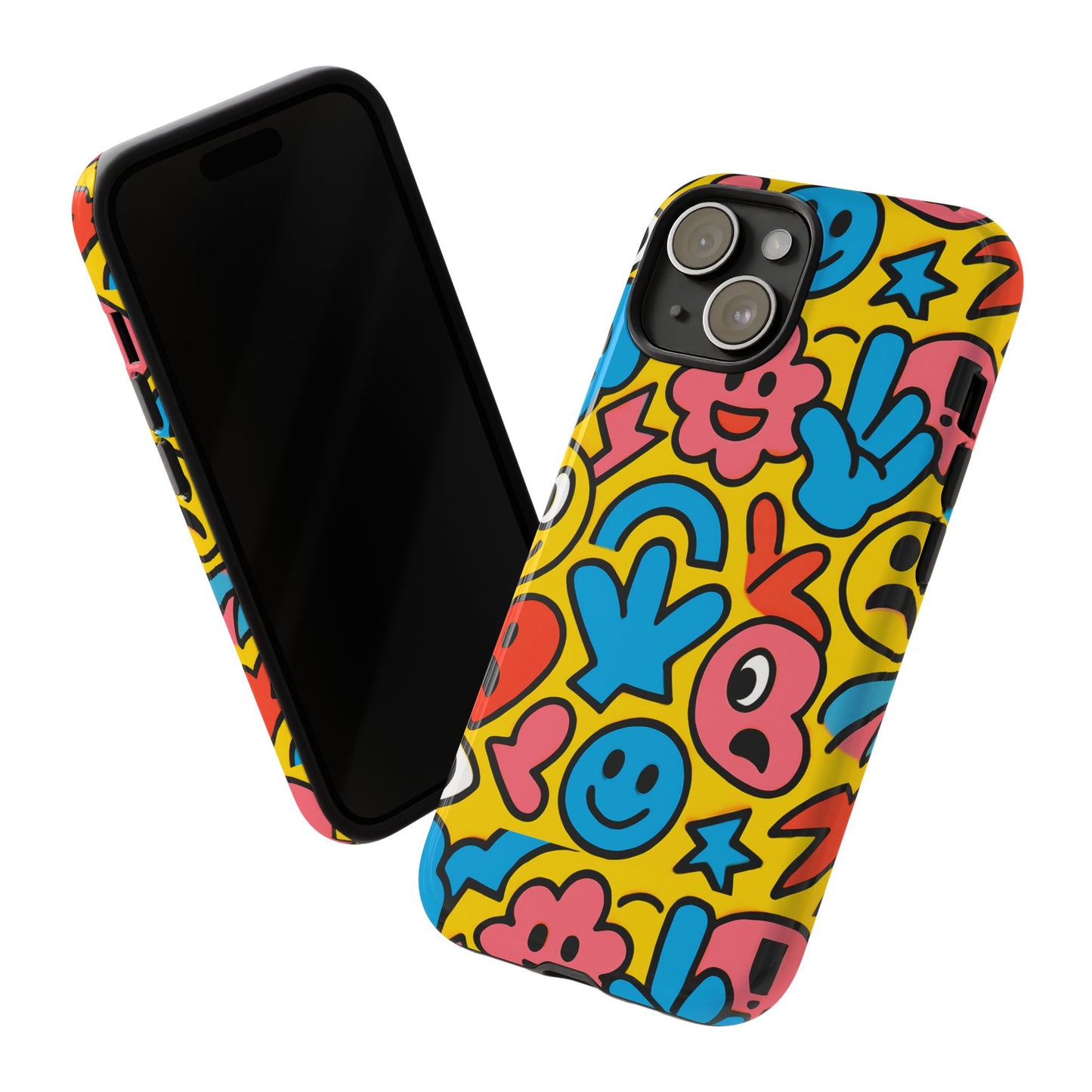 vibrant emoji phone case with fun 3d multicolour design, playful protective cover for kids and teens, compatible with iphone 13, 14, 15 & 16 – all models including pro, pro max & plus