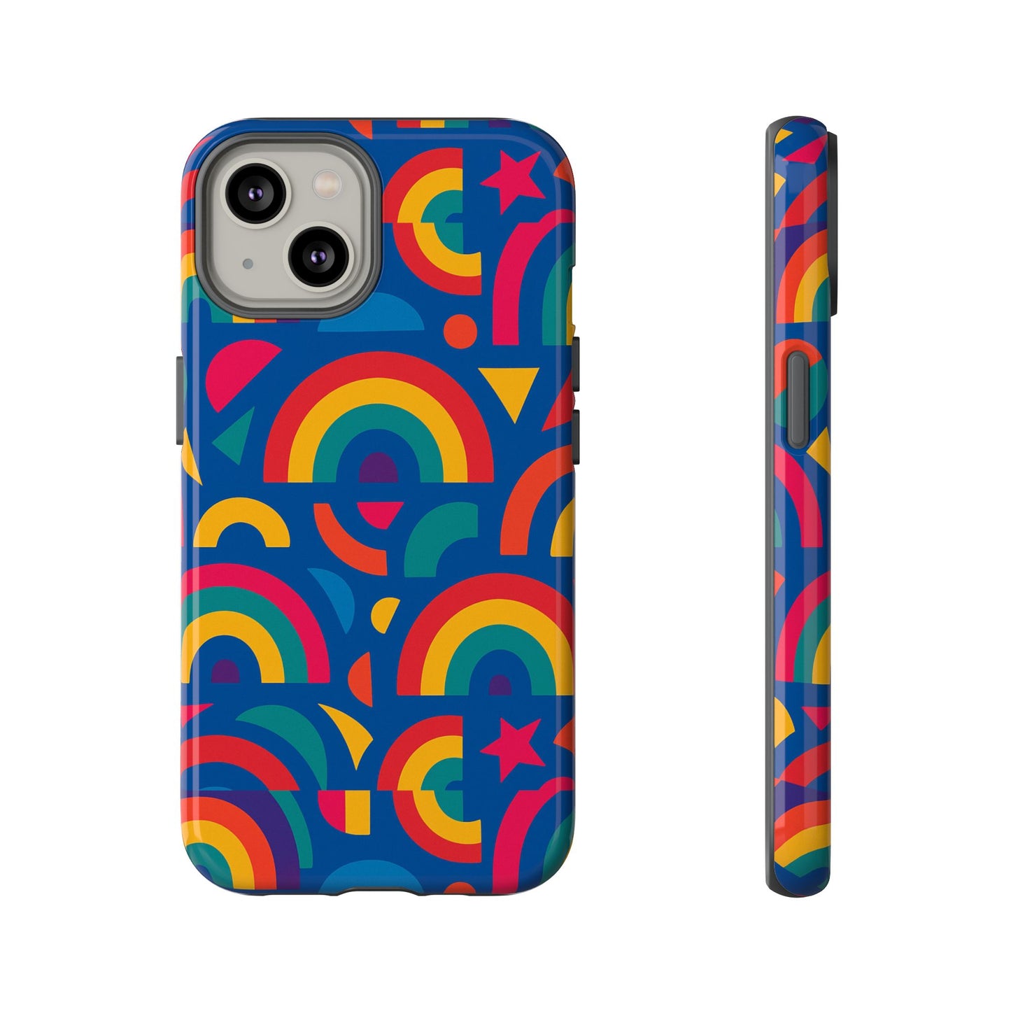 vibrant 3d geometric phone case in multicolour design for stylish protection compatible with iphone 13, 14, 15 & 16 – all models including pro, pro max & plus
