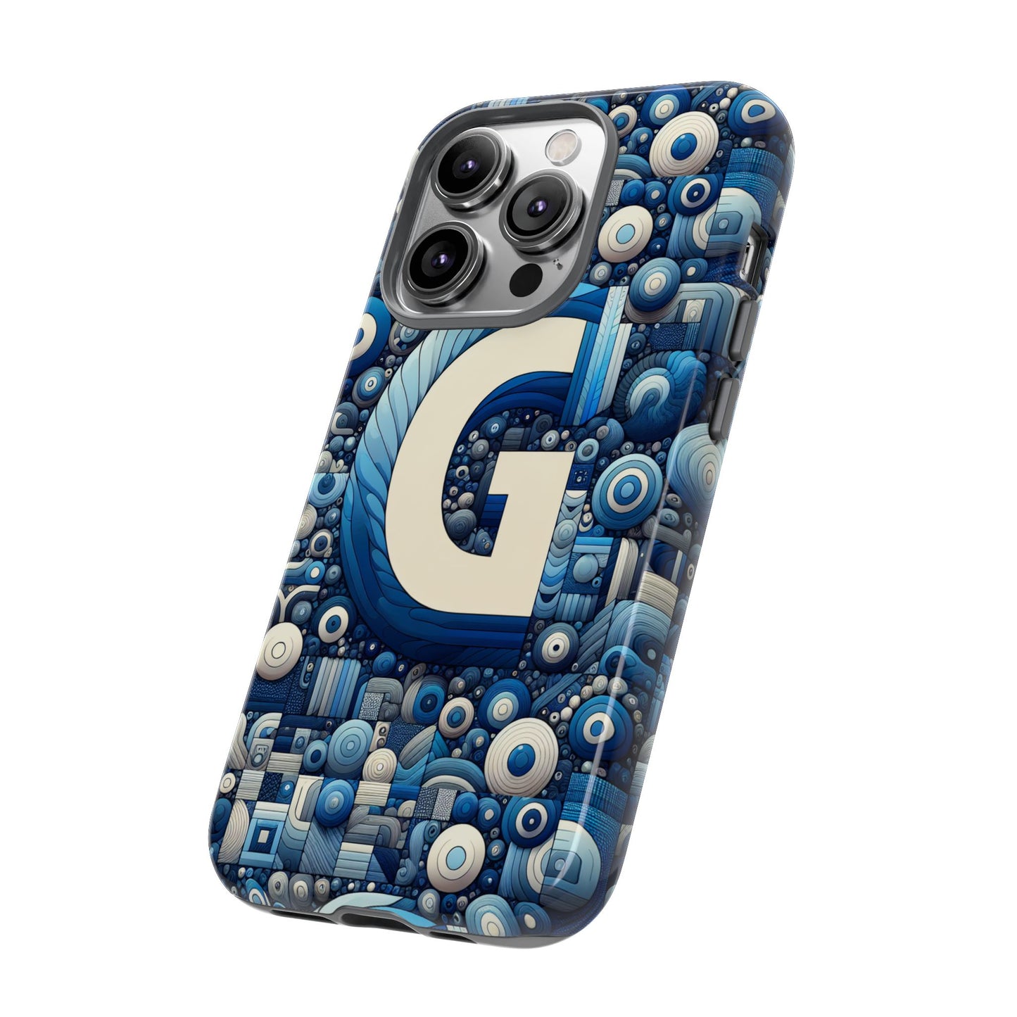 blue alphabet g phone case for iphone and android shockproof protective cover with 3d wrap design and uv protection