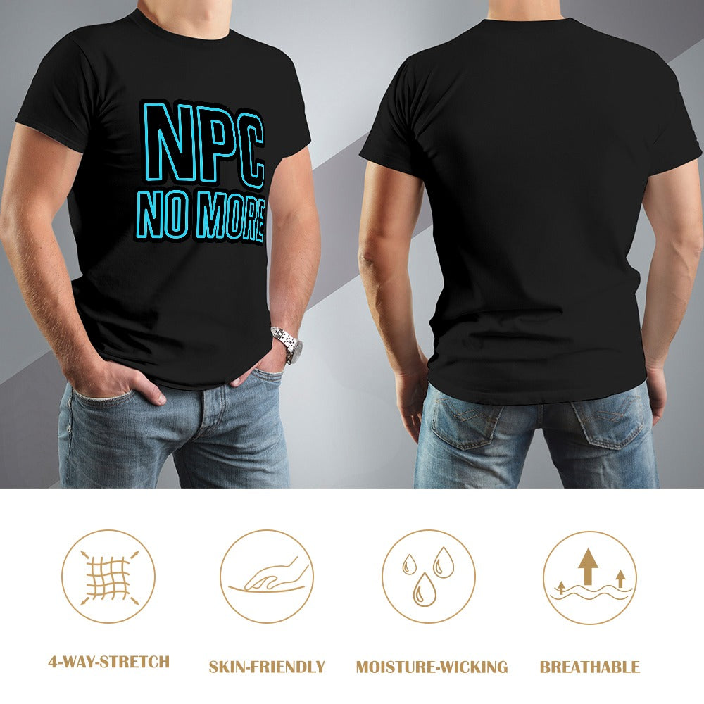 men's t-shirt 100% cotton npc no more graphic tee, comfortable casual wear, breathable material, ideal for fitness, leisure, home or travel, unique style for men, easy care