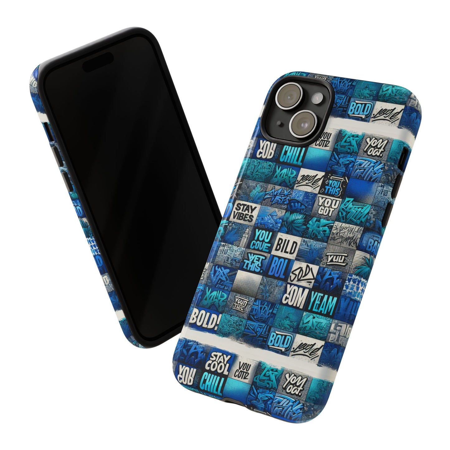 vibrant 3d graphic protective phone case with blue design – playful accessory for stylish protection compatible with iphone 13, 14, 15 & 16 – all models including pro, pro max & plus