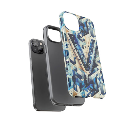 Blue Alphabet V Phone Case for Samsung and iPhone Shockproof Protective Cover with 3D Wrap Design and UV Resistance