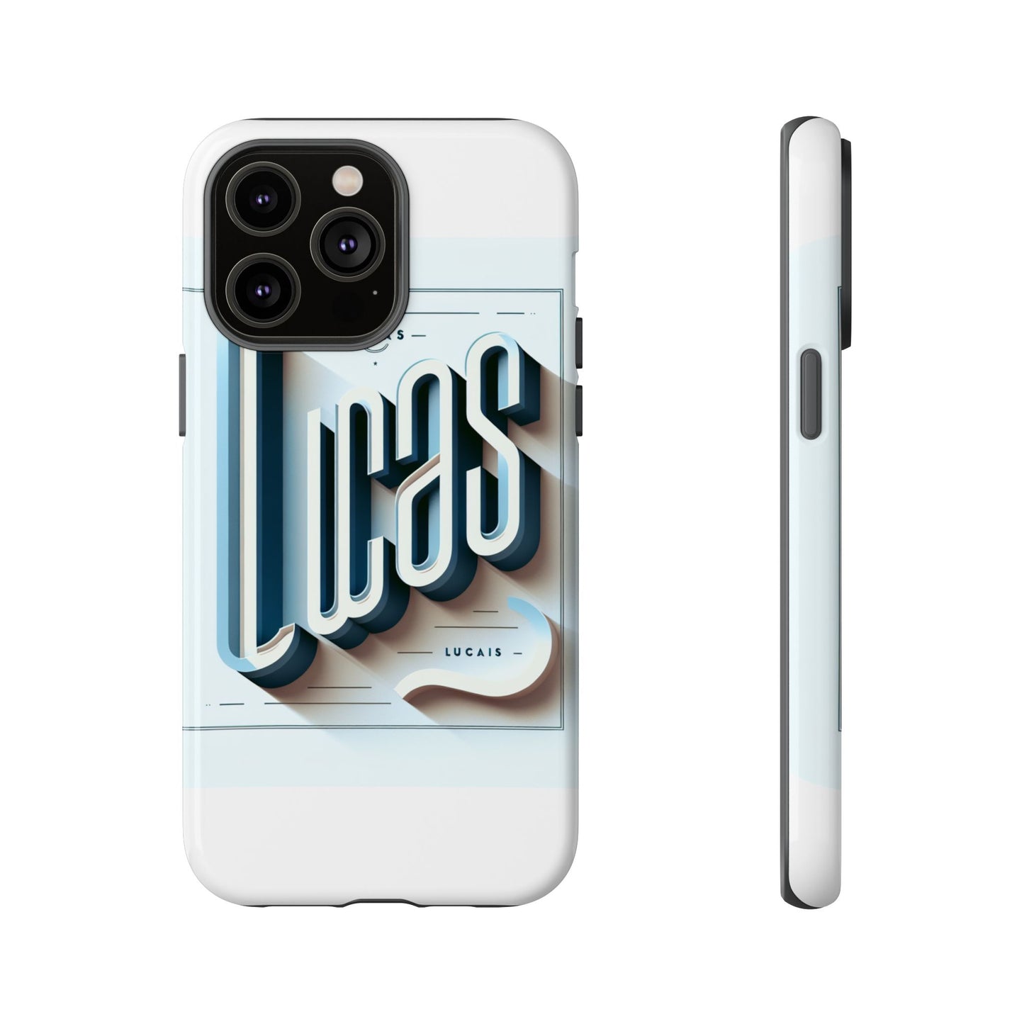 3d wrap protective phone case in blue with playful typography design – stylish protection compatible with iphone 13, 14, 15 & 16 – all models including pro, pro max & plus