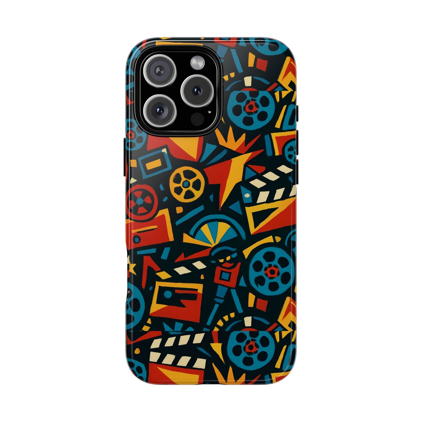 vibrant retro movie-inspired protective phone case with 3d design for stylish protection compatible with iphone 13, 14, 15 & 16 – all models including pro, pro max & plus