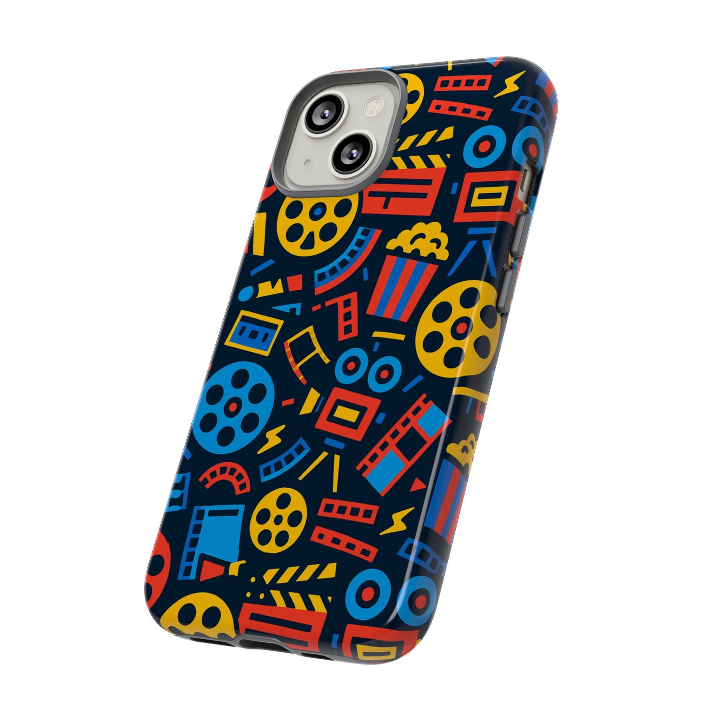 vibrant 3d film reel protective phone case for unique style and robust protection compatible with iphone 13, 14, 15 & 16 – all models including pro, pro max & plus