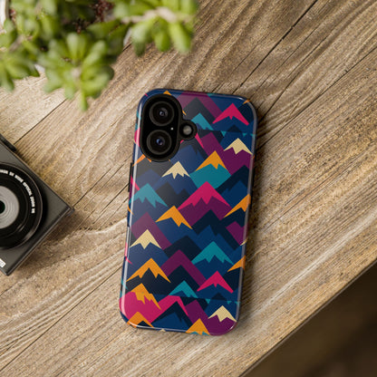 Multicolour Mountain Geometric Protective Phone Case – Stylish Accessory for Unique Self-Expression Compatible with iPhone 13, 14, 15 & 16 – all models including Pro, Pro Max & Plus