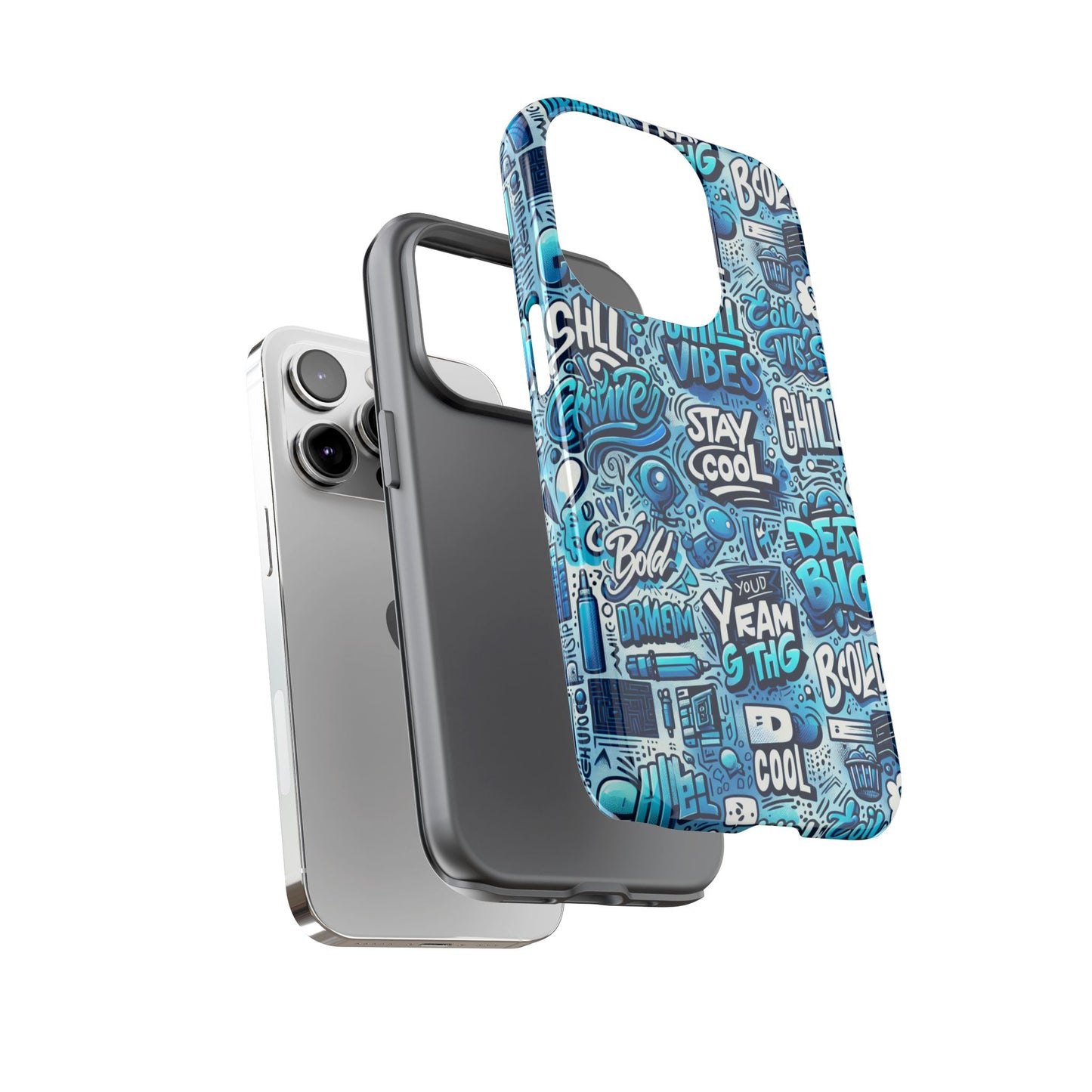 vibrant 3d wrap protective phone case with playful blue design for stylish protection compatible with iphone 13, 14, 15 & 16 – all models including pro, pro max & plus
