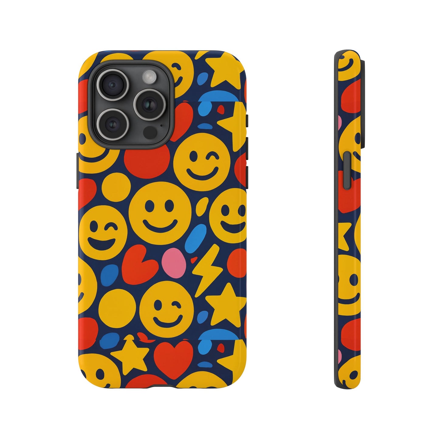 multicolour 3d emoji phone case for stylish protection – fun and playful design for kids and young adults compatible with iphone 13, 14, 15 & 16 – all models including pro, pro max & plus