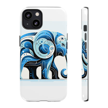 Vibrant 3D Blue Elephant Design Protective Phone Case – Unique Abstract Art Style for Stylish Protection Compatible with iPhone 13, 14, 15 & 16 – all models including Pro, Pro Max & Plus