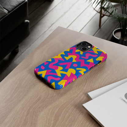 Vibrant Y2K Geometric Protective Phone Case with 3D Wrap Design for Unique Style Compatible with iPhone 13, 14, 15 & 16 – all models including Pro, Pro Max & Plus