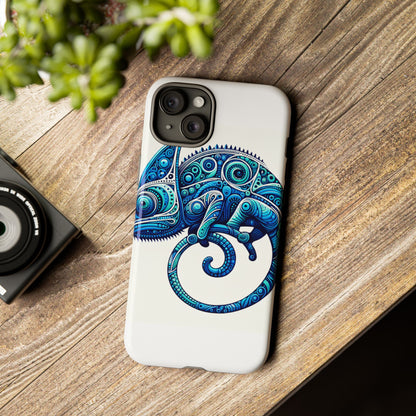 Vibrant 3D Wrap Protective Phone Case with Blue Chameleon Design, Creative Accessory for Unique Style, Compatible with iPhone 13, 14, 15 & 16 – all models including Pro, Pro Max & Plus