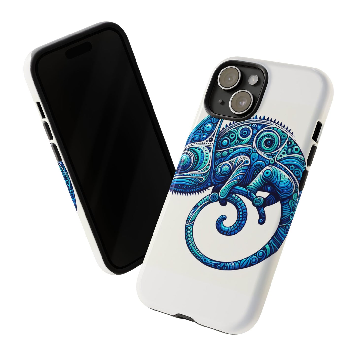 vibrant 3d wrap protective phone case with blue chameleon design, creative accessory for unique style, compatible with iphone 13, 14, 15 & 16 – all models including pro, pro max & plus